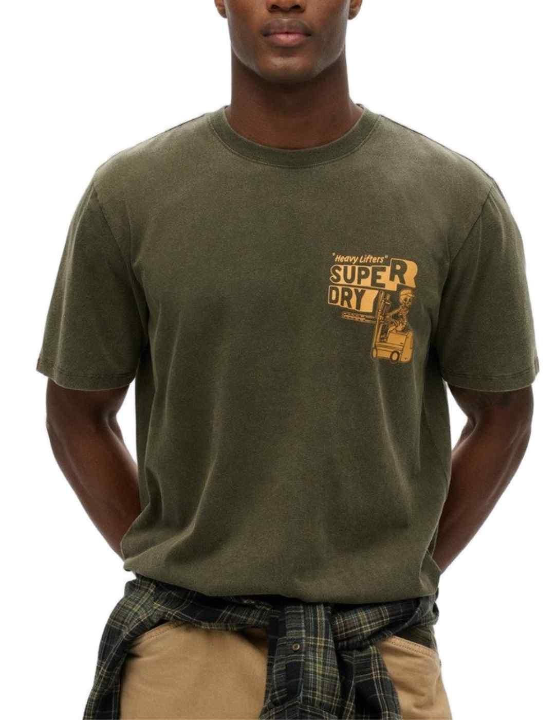Camiseta Superdry Trade Tools verde manga corta para hombre