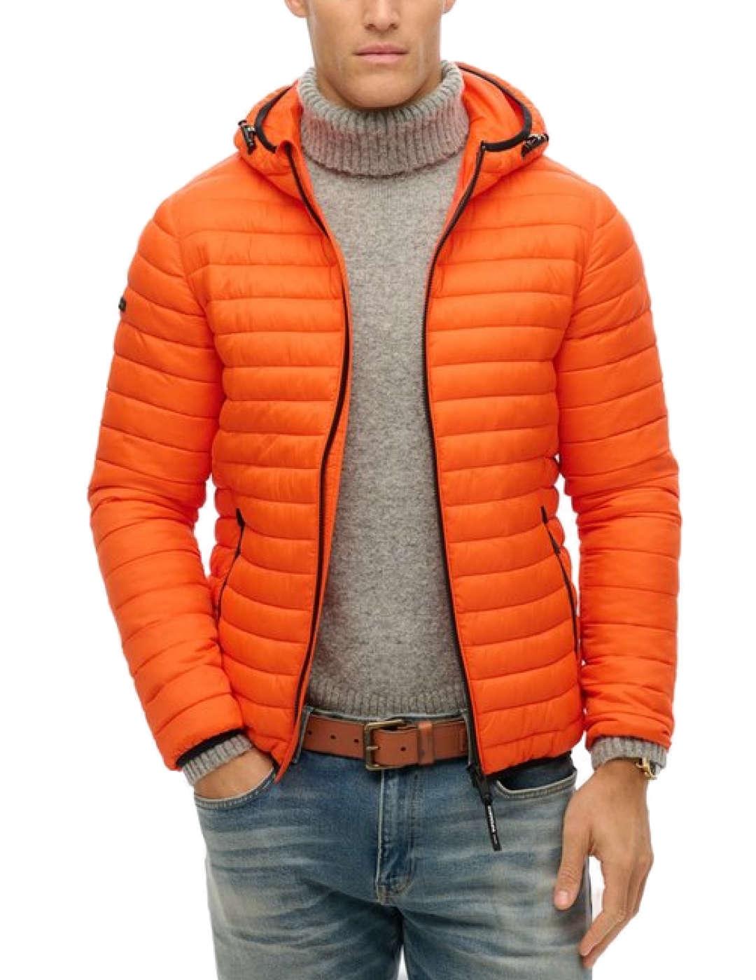 Plumas Superdry Fuji Lite naranja con capucha para hombre