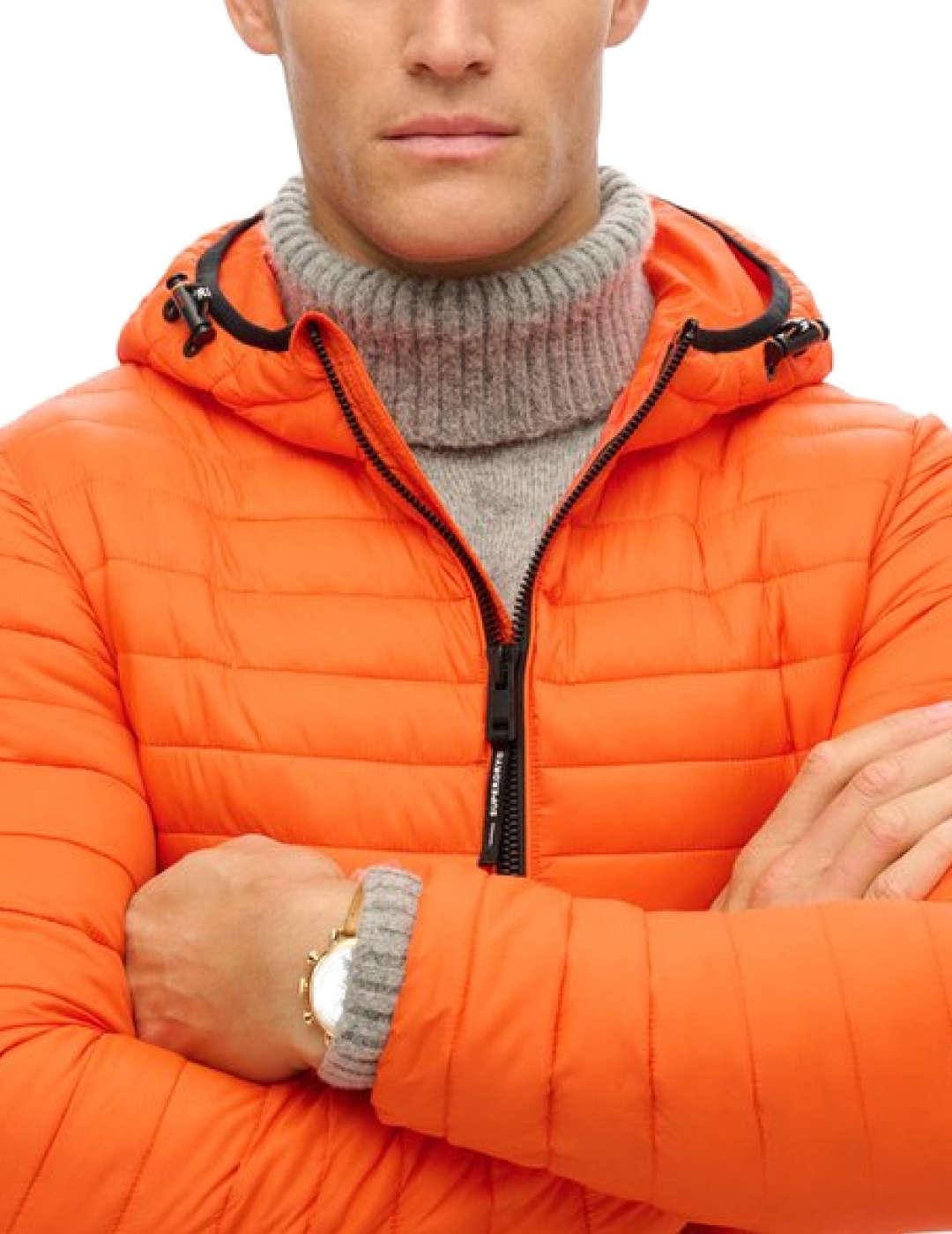 Plumas Superdry Fuji Lite naranja con capucha para hombre