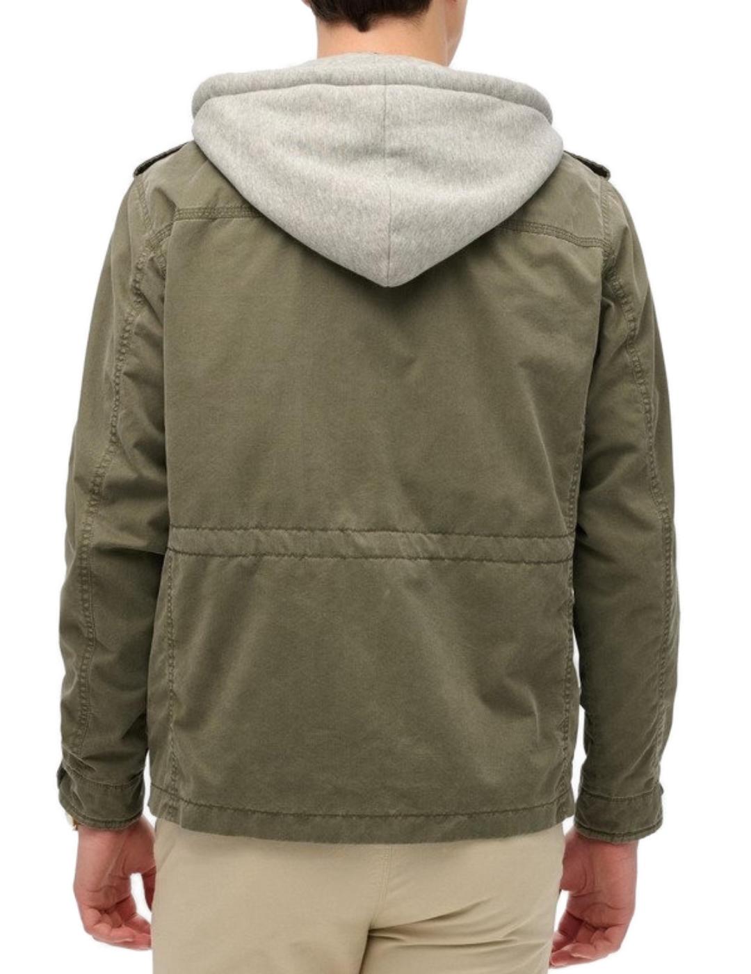 Chaqueta Superdry Rookie verde militar capucha para hombre