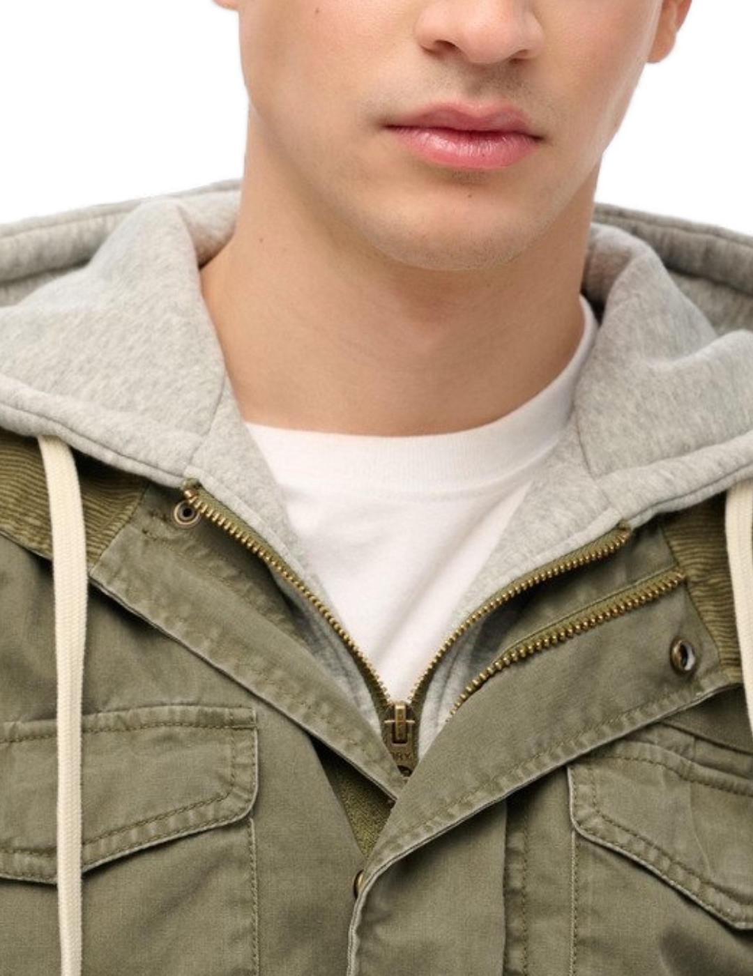 Chaqueta Superdry Rookie verde militar capucha para hombre