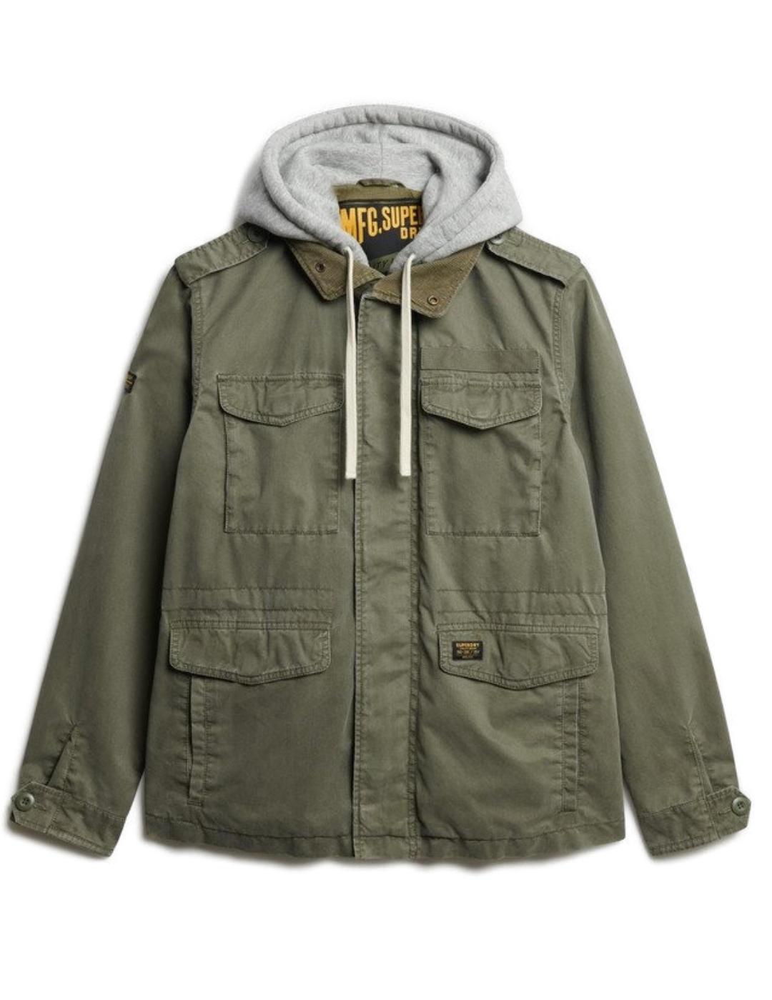 Chaqueta Superdry Rookie verde militar capucha para hombre
