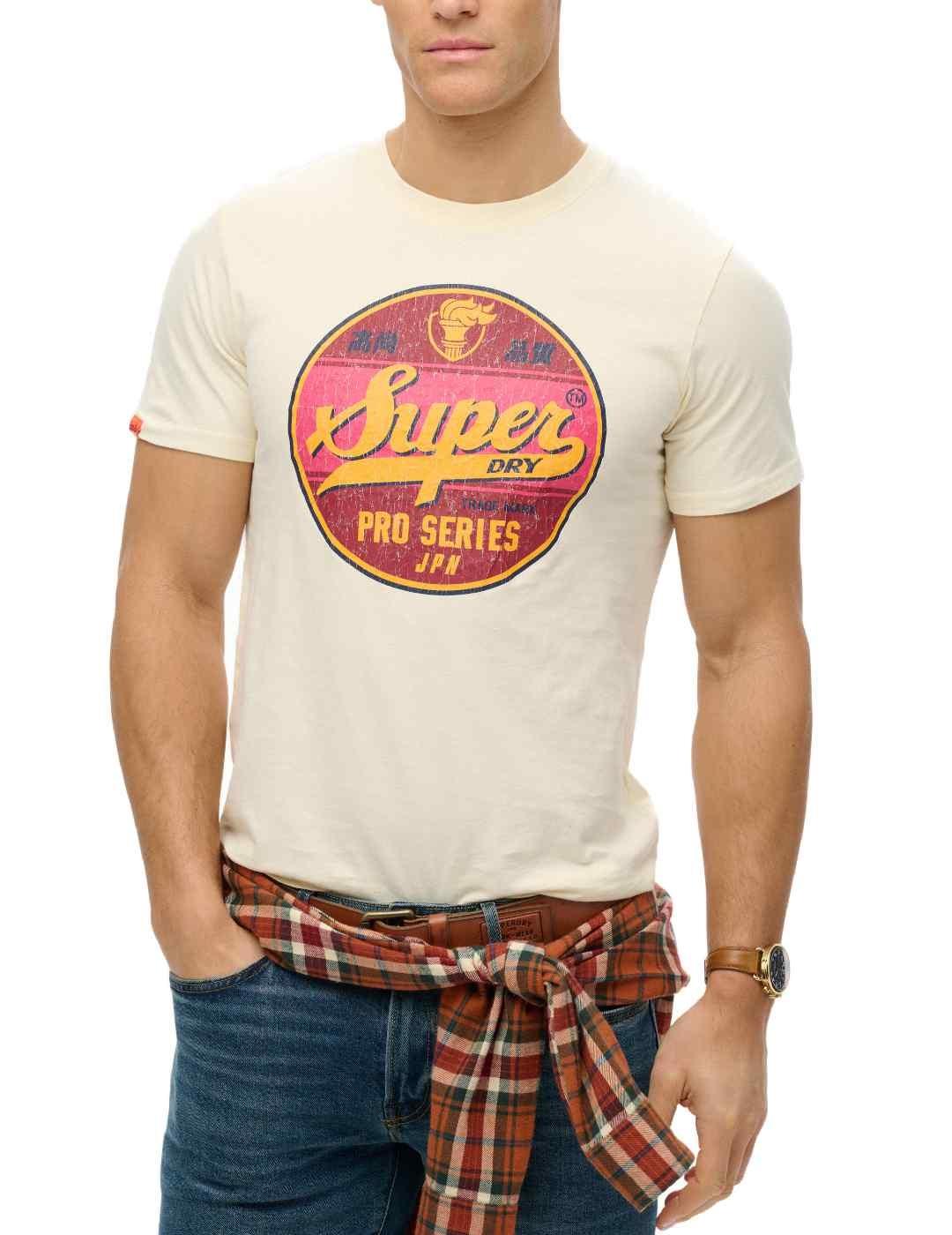 Camiseta Superdry Gasoline blanco manga corta para hombre