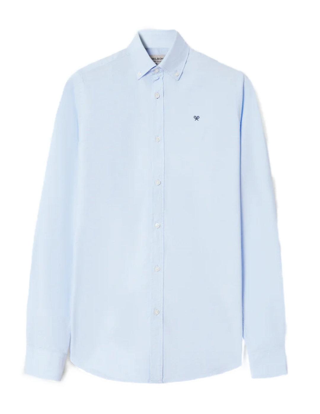 Camisa Silbon sport oxford azul celeste Slim fit para hombre