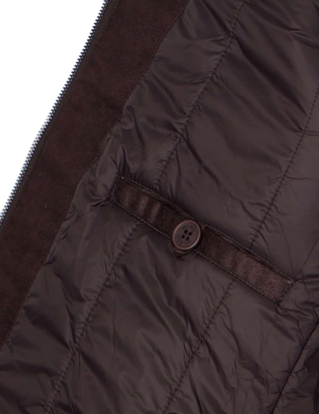 Cazadora Silbon serraje marrón con cremallera de hombre