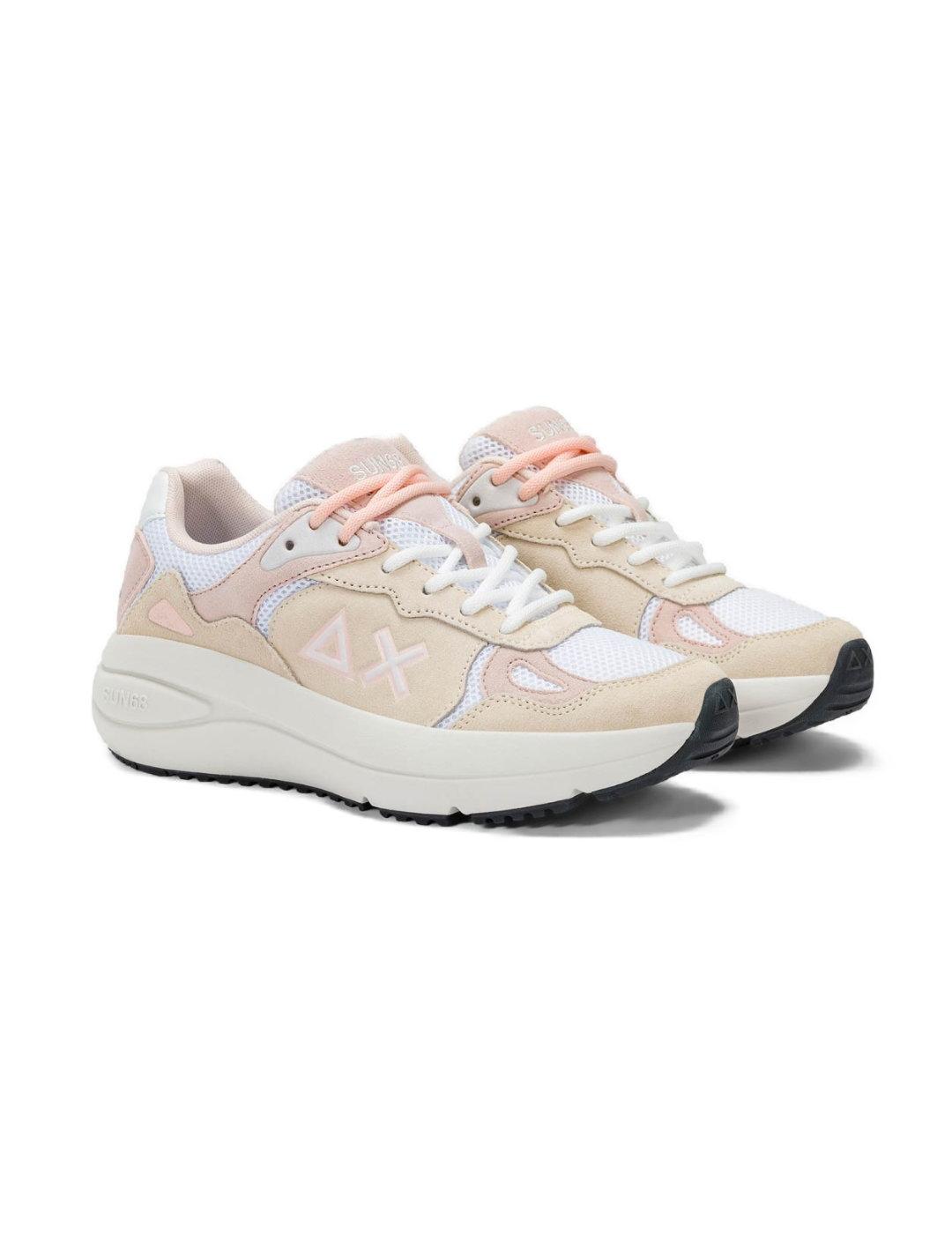 Zapatillas deportivas Sun68 venus Suede beige para mujer
