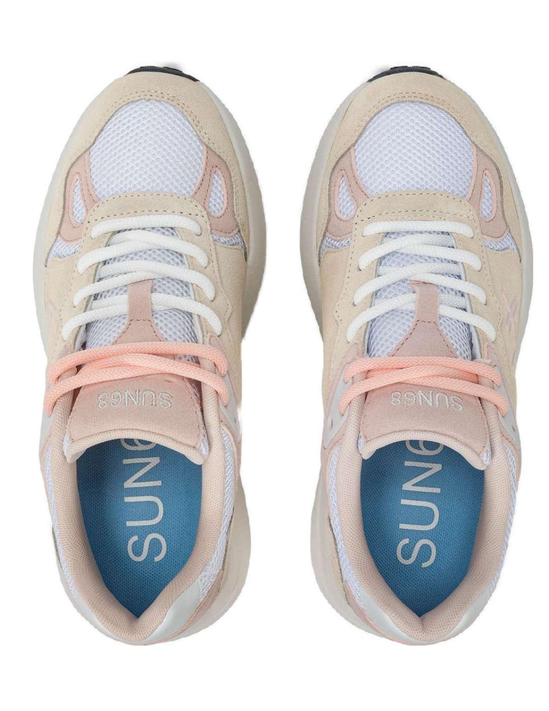 Zapatillas deportivas Sun68 venus Suede beige para mujer
