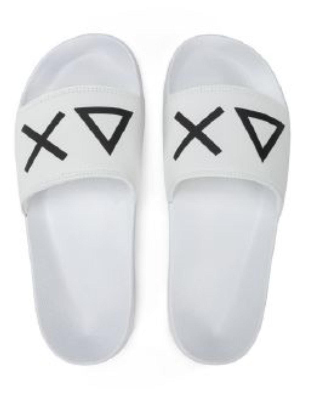Chanclas Sun68 blanco logo negro de goma para hombre