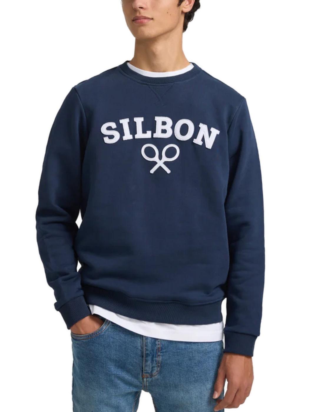Sudadera Silbon raqueta media marino sin capucha para hombre