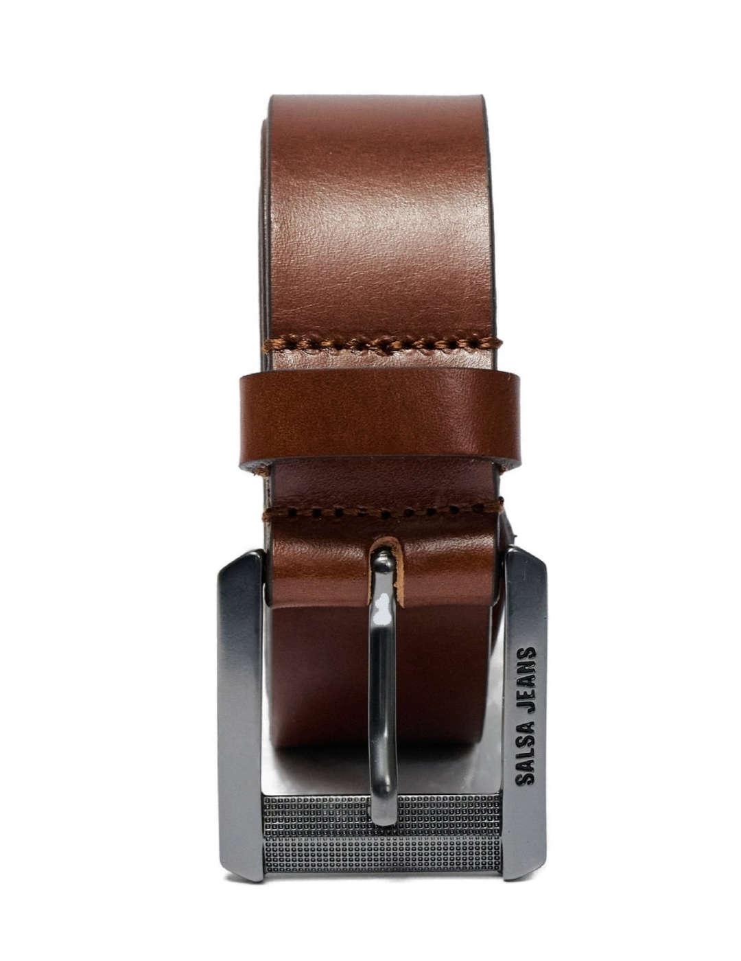 Cinturón Salsa marrón piel cierre de hebilla para hombre