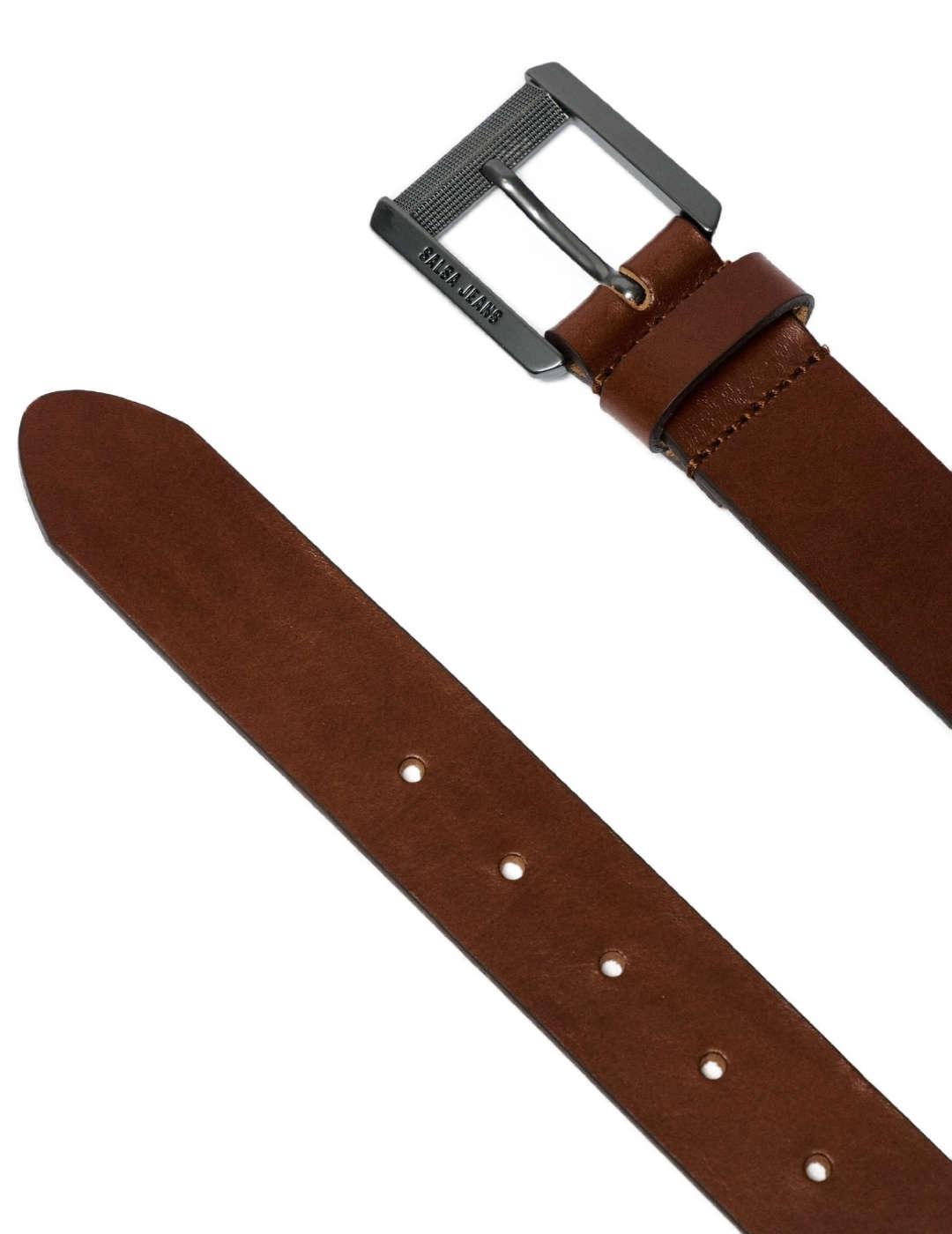 Cinturón Salsa marrón piel cierre de hebilla para hombre