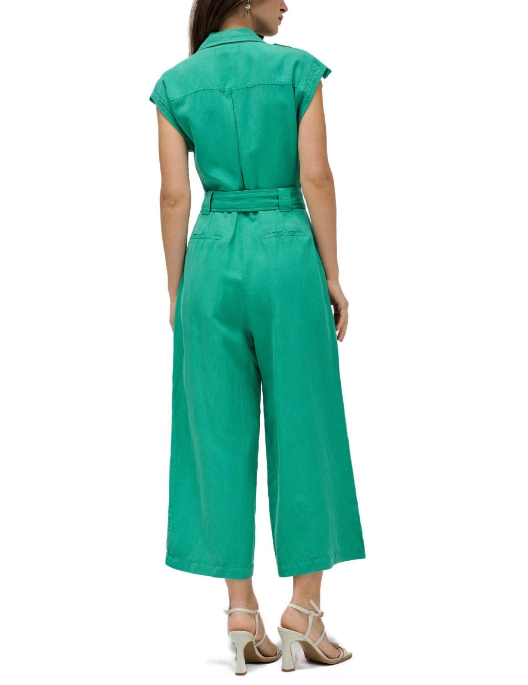 Mono camisero Salsa turquesa manga sisa de lino para mujer