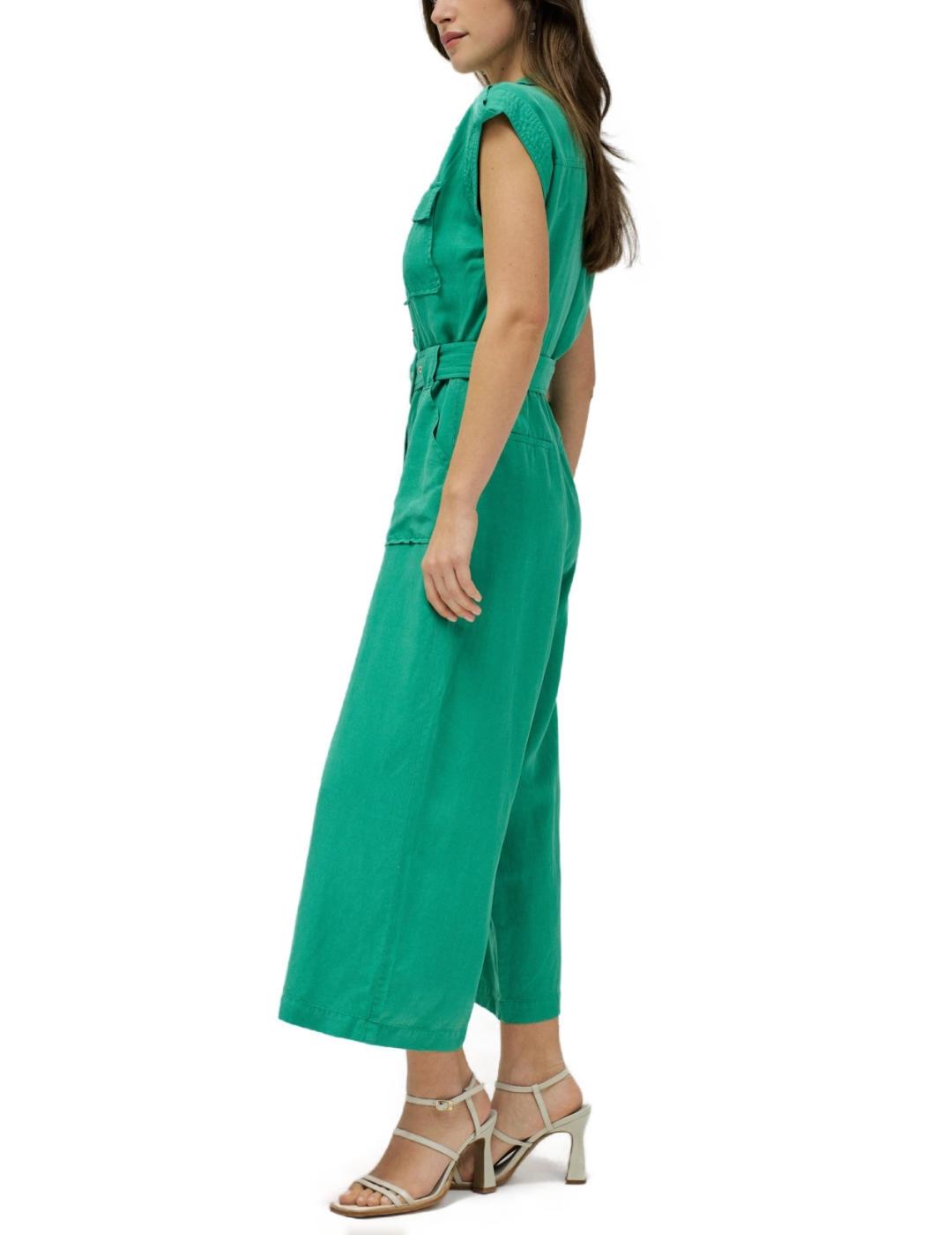 Mono camisero Salsa turquesa manga sisa de lino para mujer