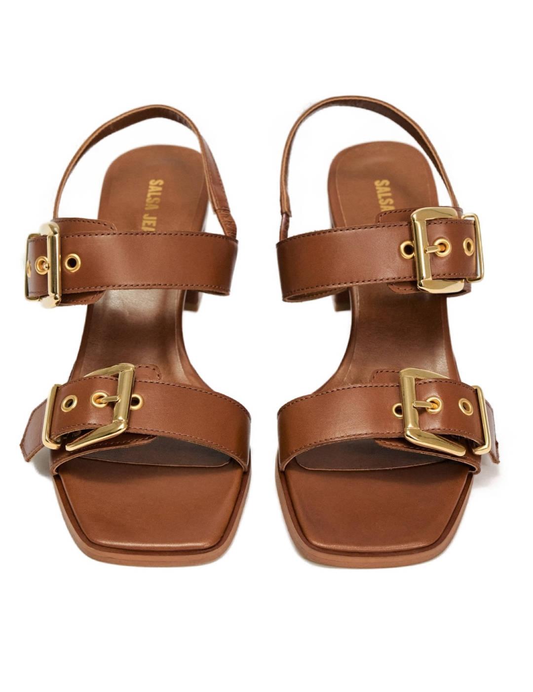 Sandalias Salsa marrones de tacón bajo para mujer