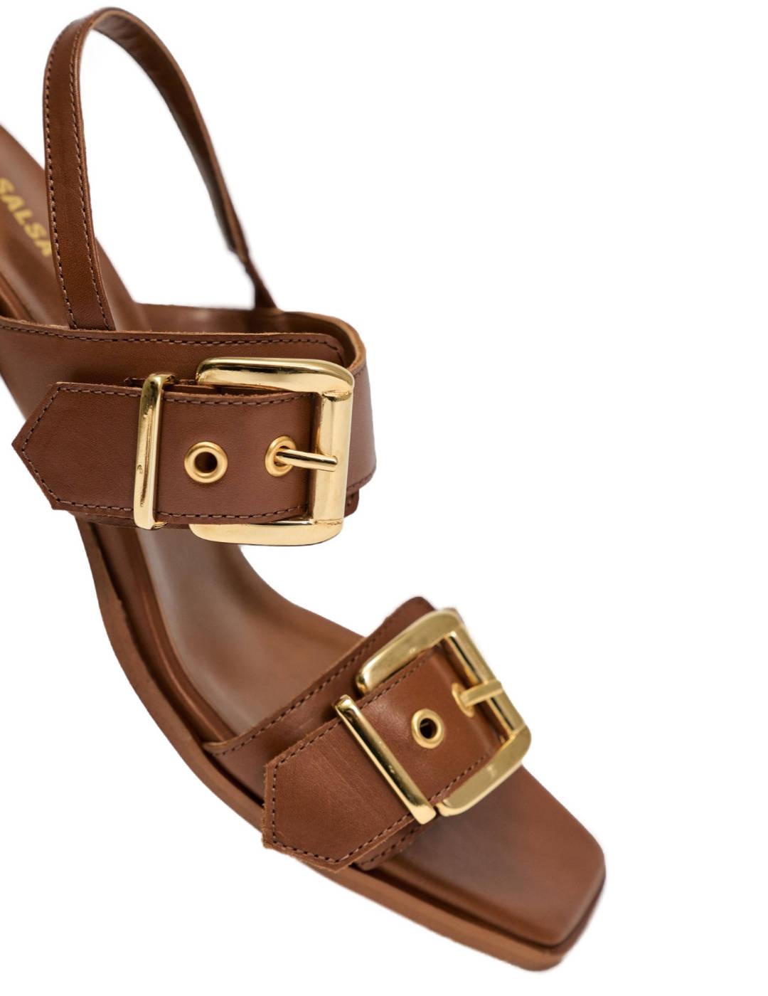 Sandalias Salsa marrones de tacón bajo para mujer