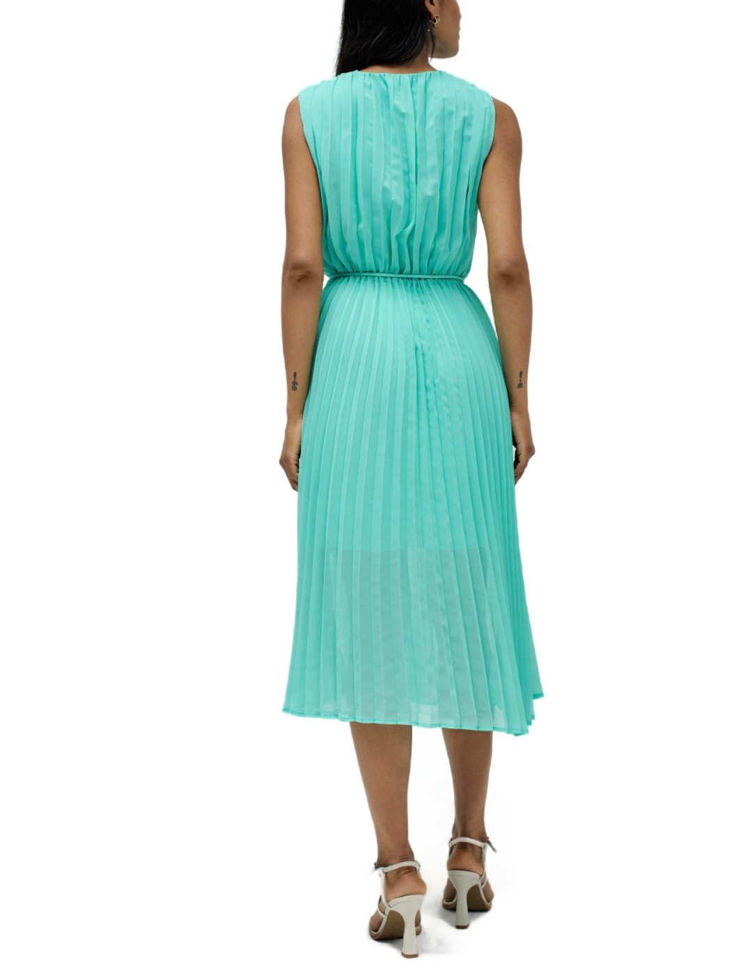 Vestido Salsa plisado verde agua midi de mujer
