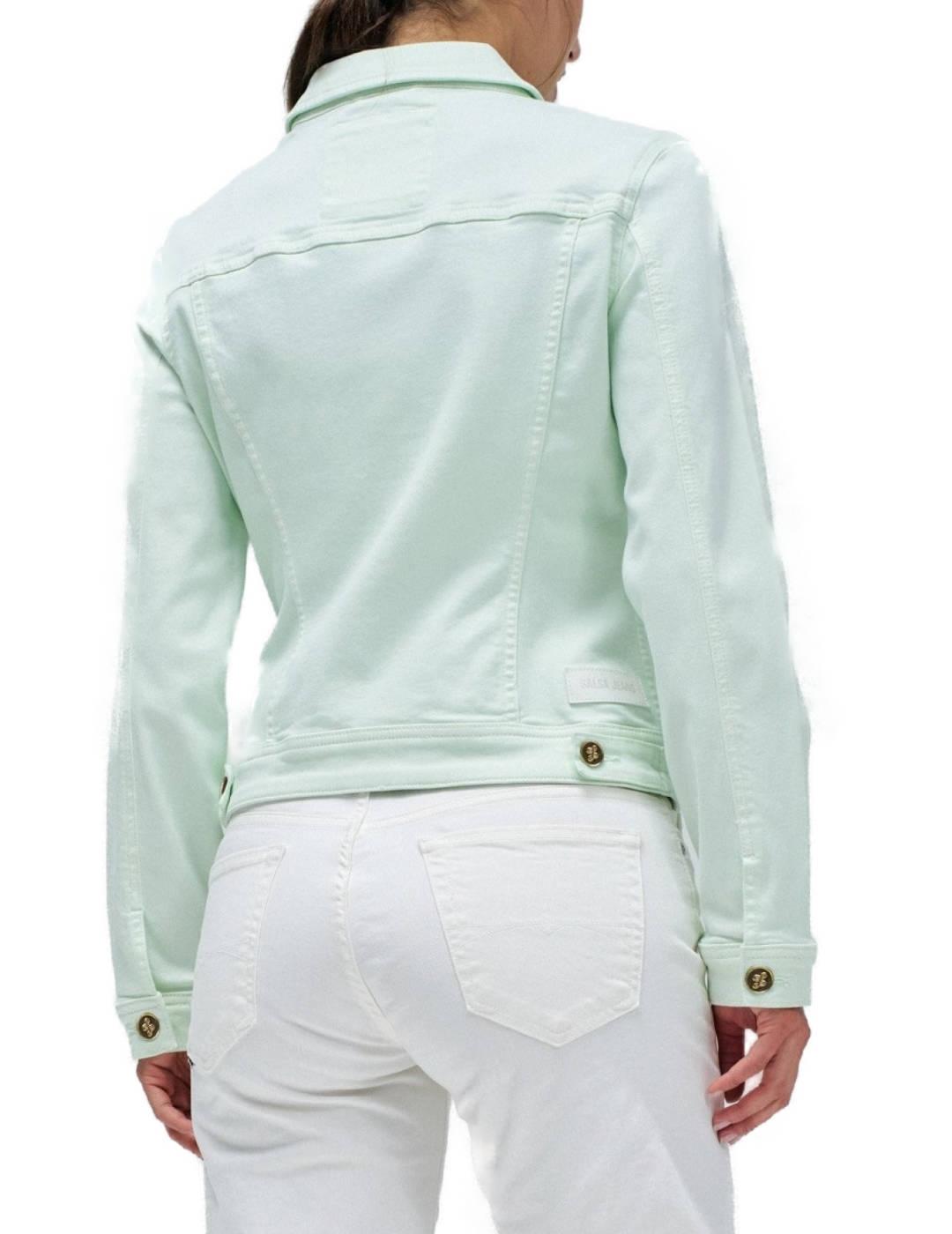 Chaqueta Salsa denim verde agua slim fit para mujer