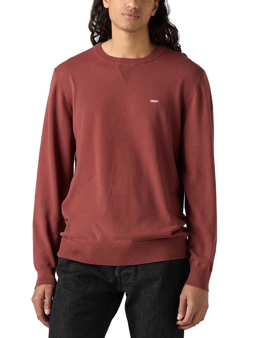 Jersey Levi´s Andorra granate punto fino para hombre