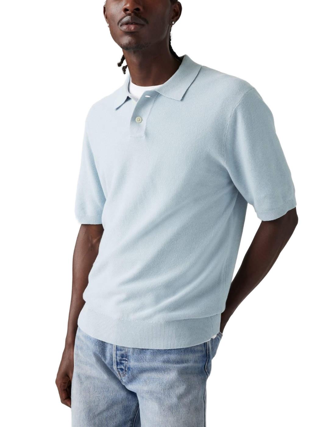Polo Levi´s de punto azul celeste manga corta para hombre