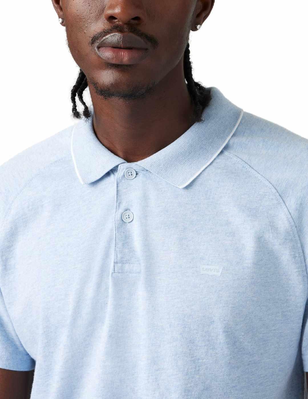 Polo Levi´s azul línea blanca manga corta para hombre