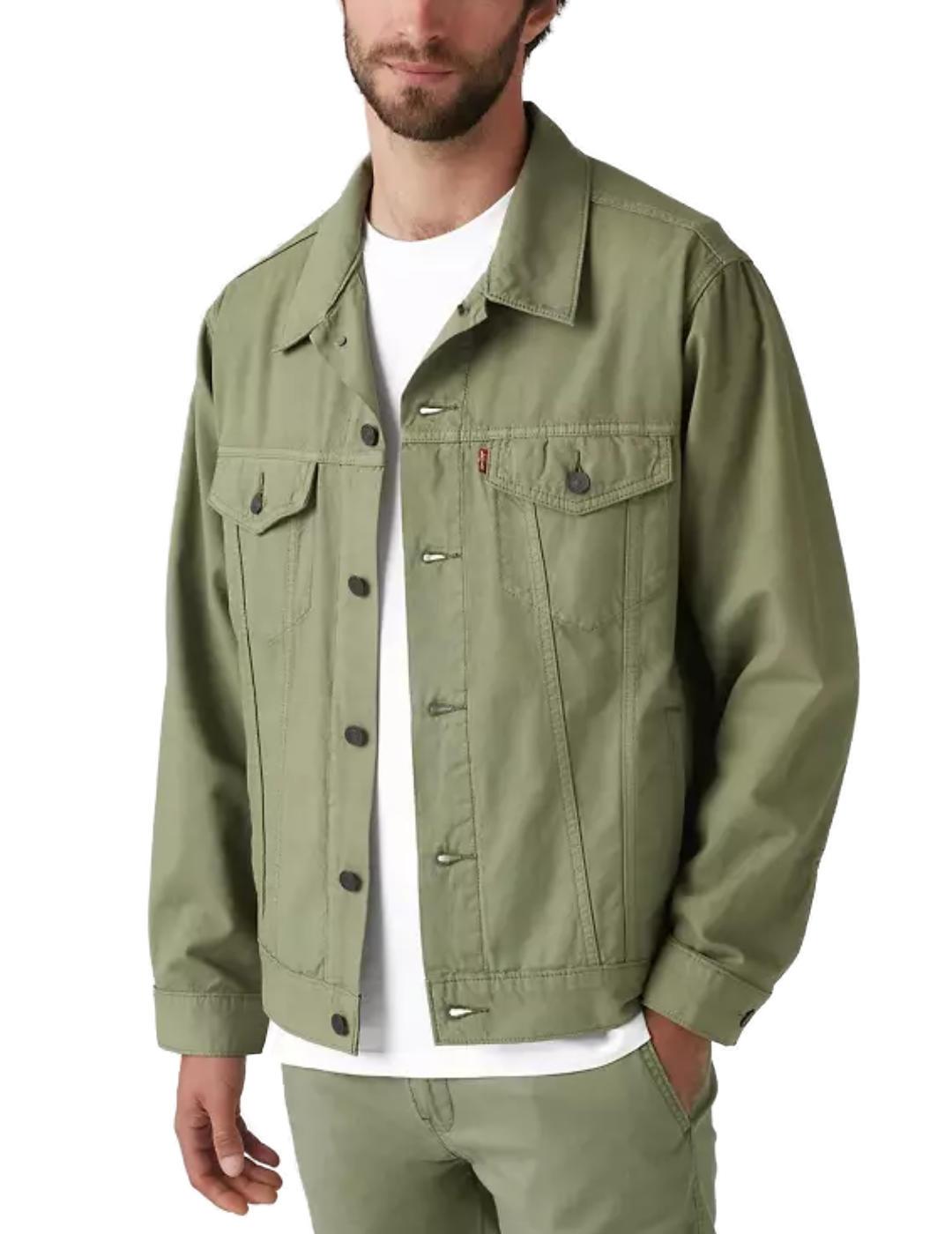 Cazadora trucker Levi´s verde de lino para hombre