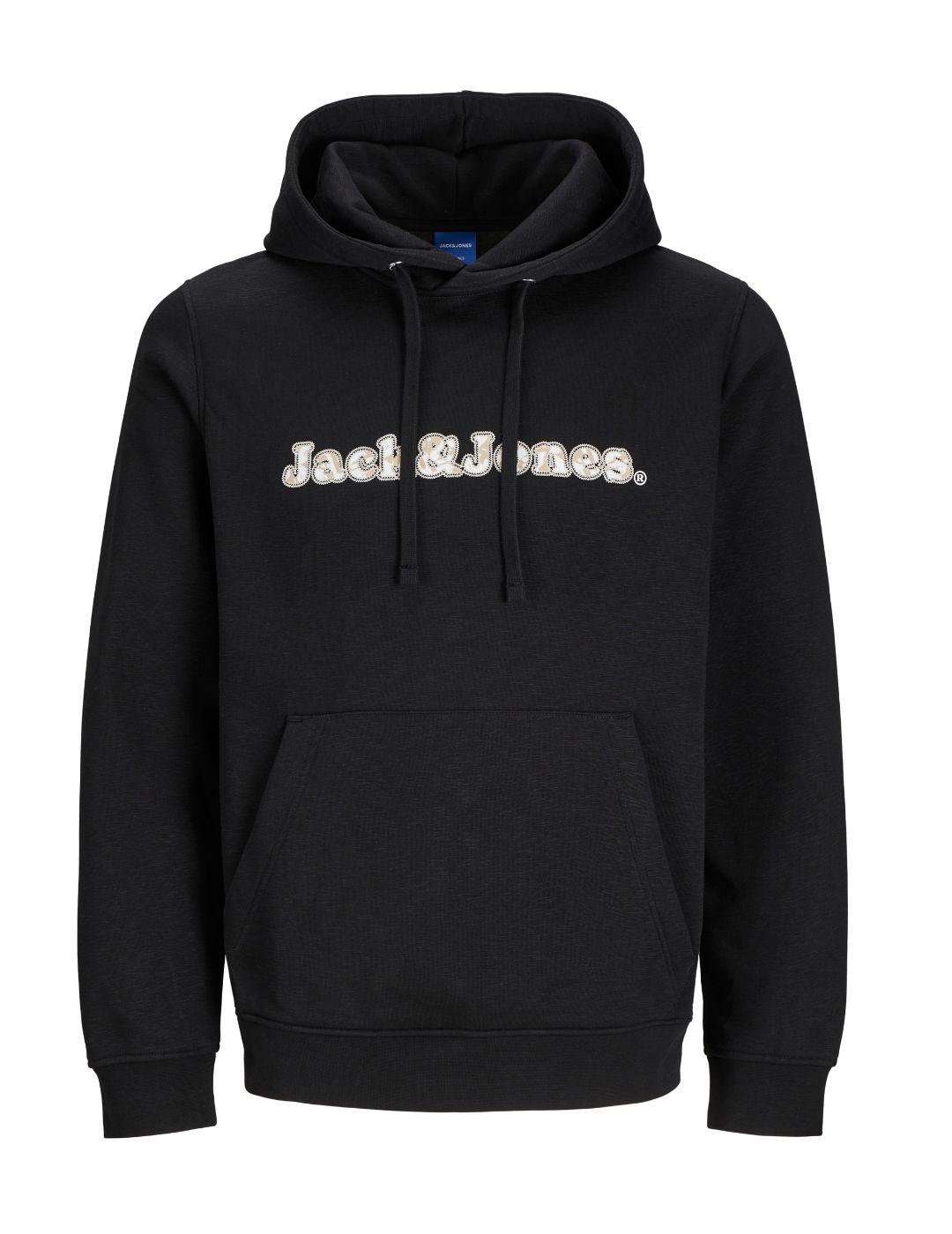 Sudadera Jack&Jones Split negro con capucha para hombre