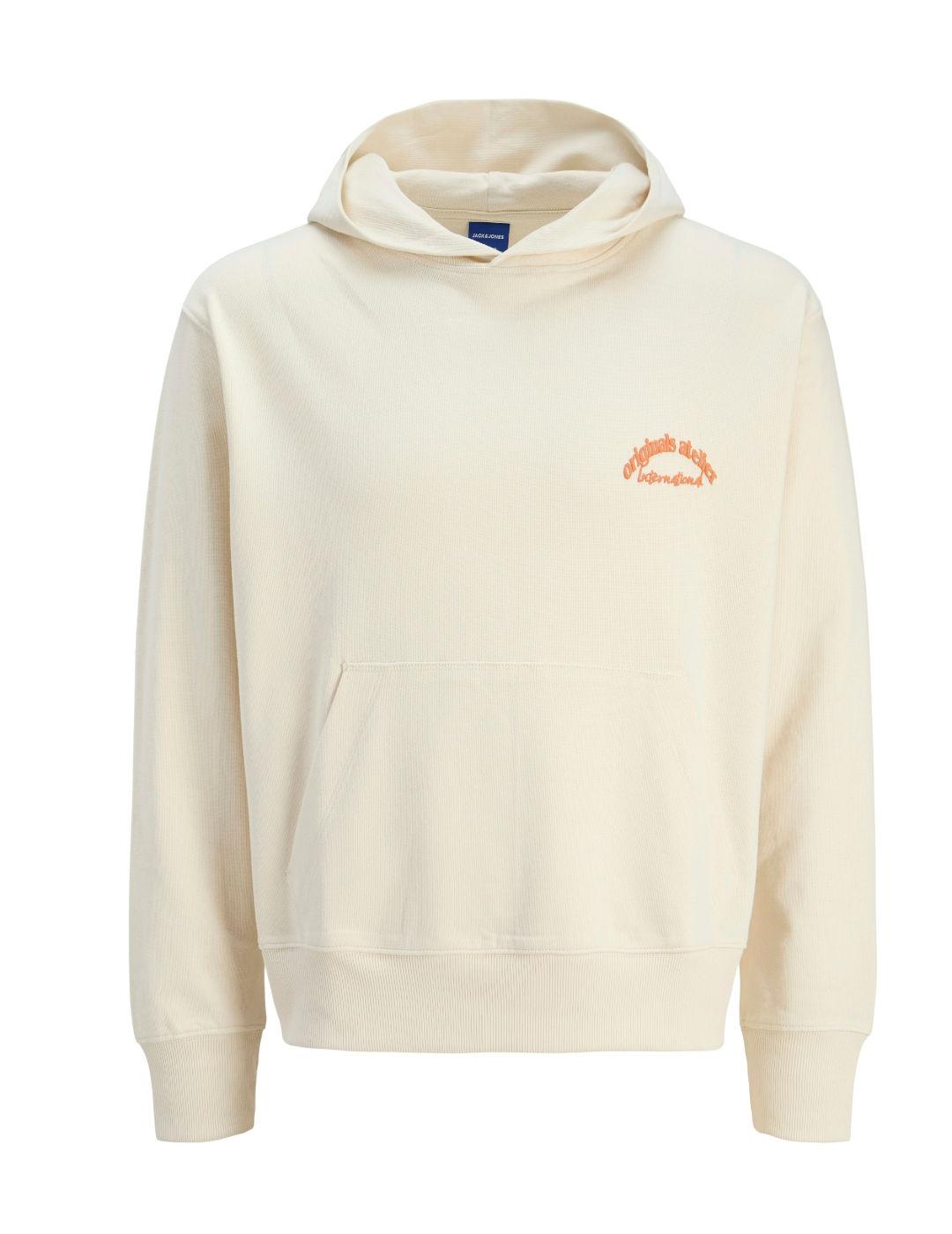 Sudadera Jack&Jones Paros beige con capucha para hombre