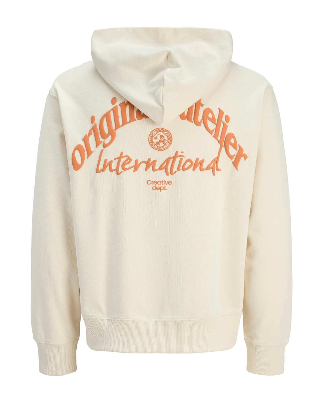 Sudadera Jack&Jones Paros beige con capucha para hombre