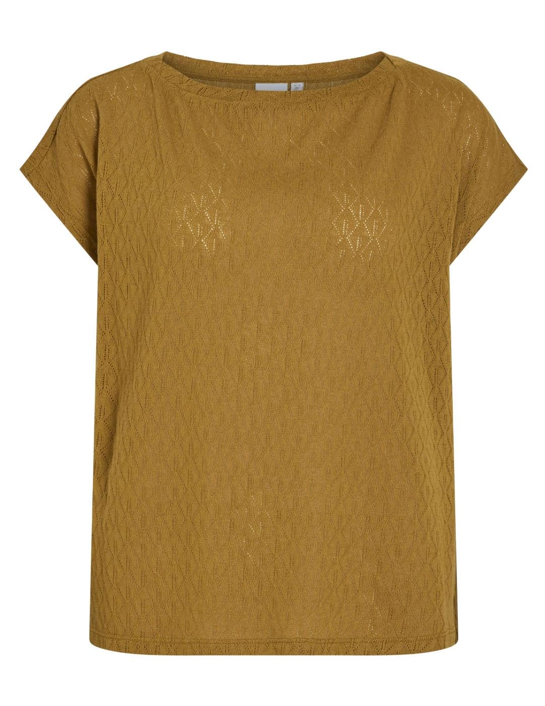 Camiseta Vila Serafina mostaza manga corta básica para mujer