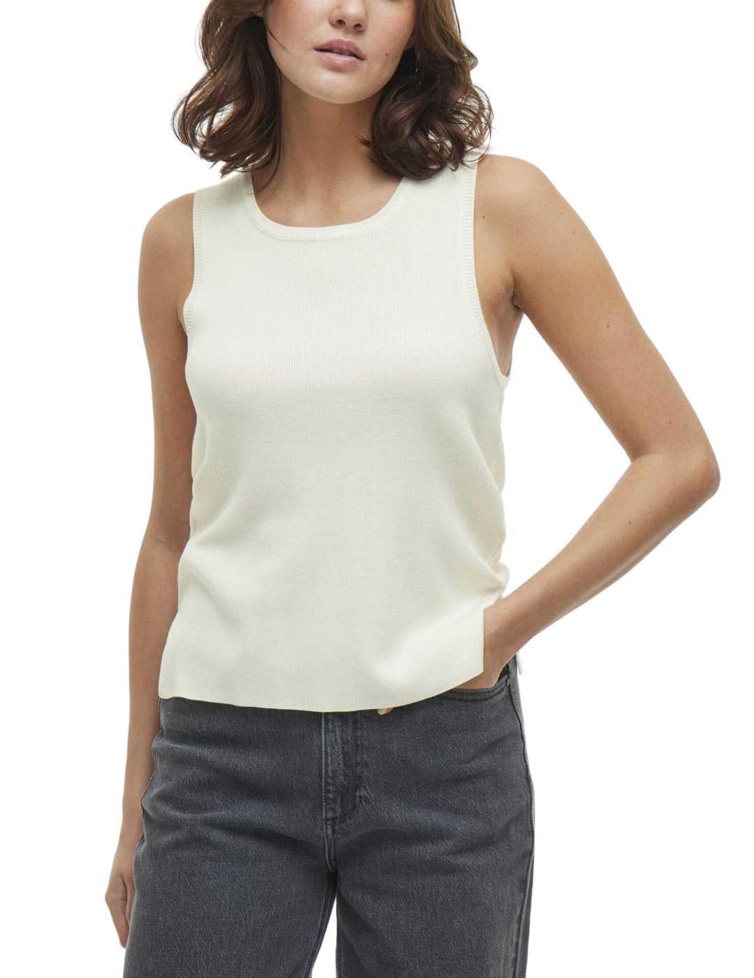 Camiseta Vila Kippa blanca manga sisa para mujer