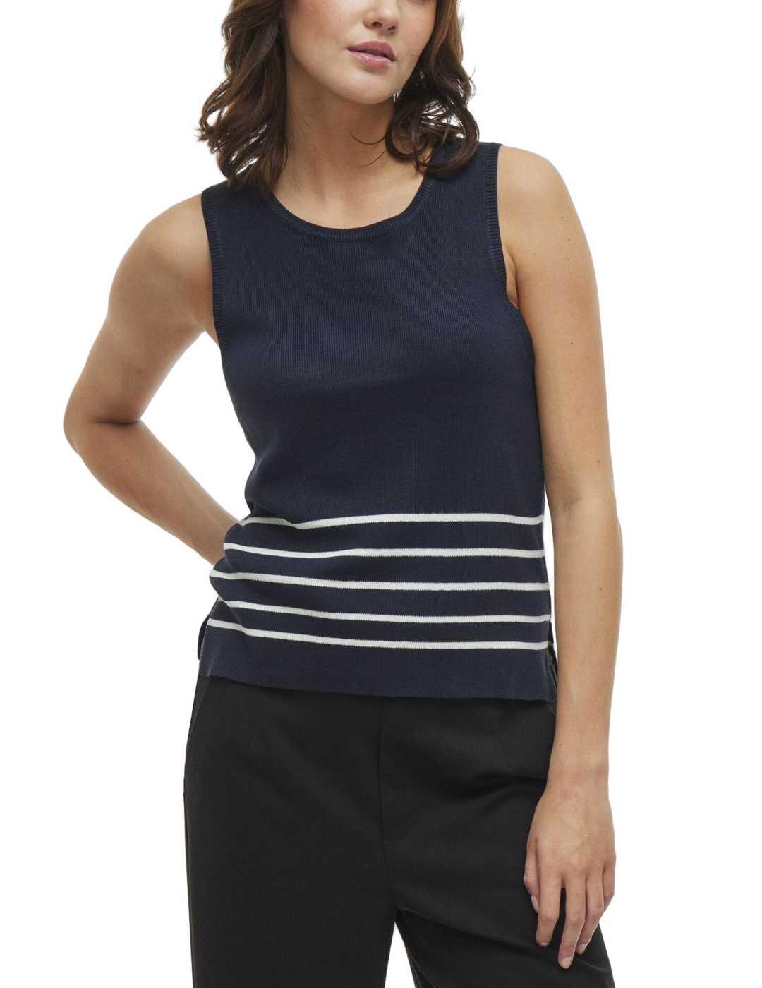 Camiseta Vila Kippa azul marino rayas para mujer