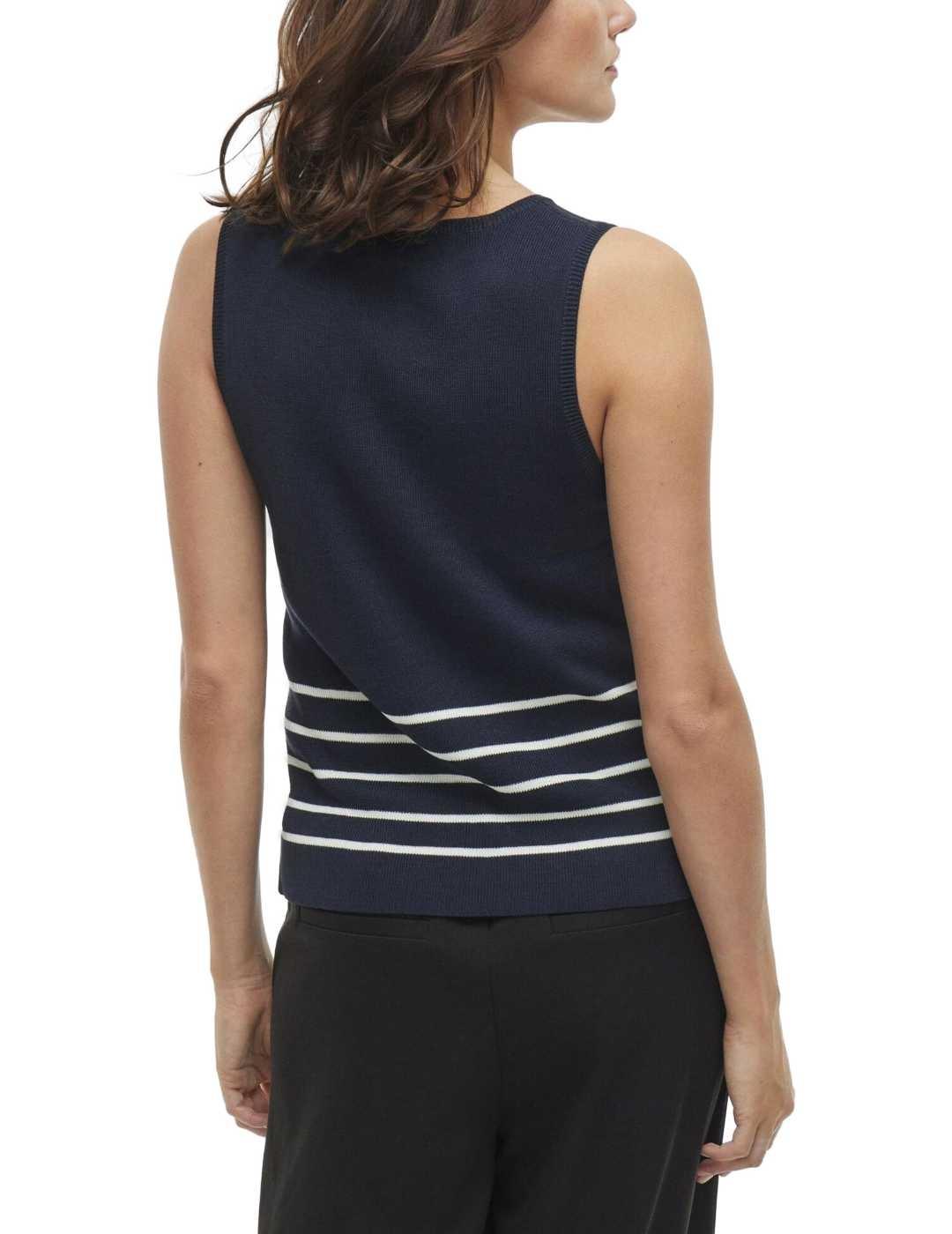 Camiseta Vila Kippa azul marino rayas para mujer