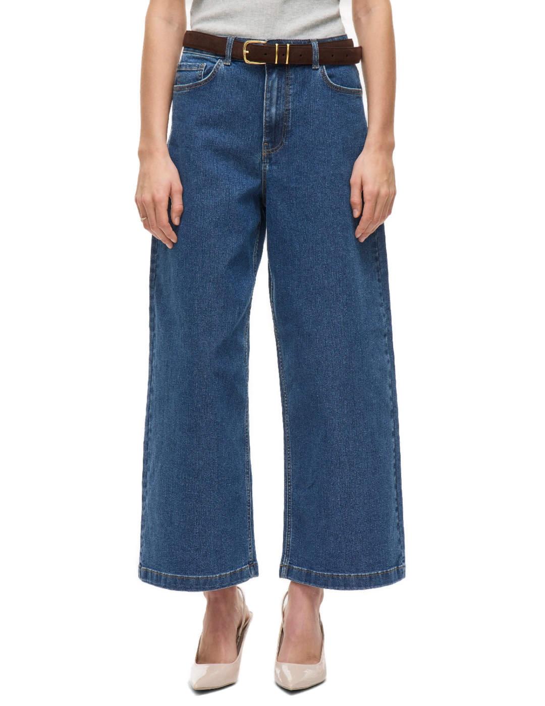 Pantalón vaquero Vila Otta culotte azul medio para mujer