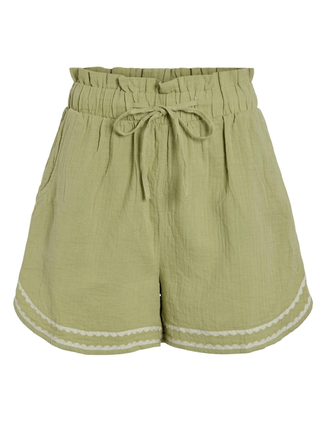 Shorts Vila Tovan verde con detalles para mujer