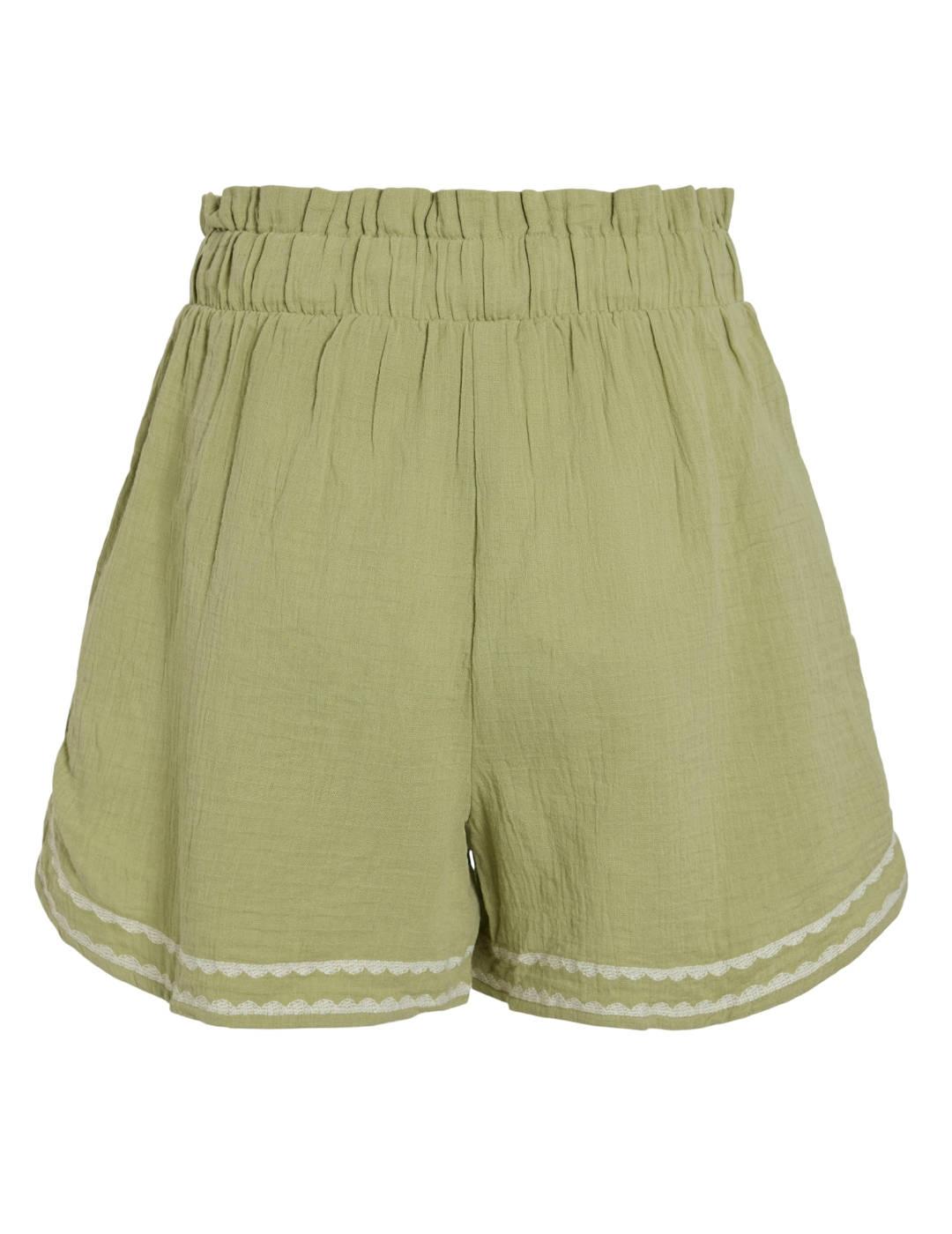 Shorts Vila Tovan verde con detalles para mujer