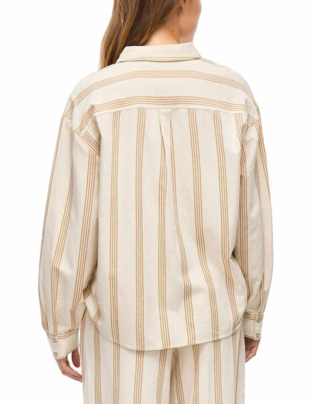 Camisa Prisilla Vila rayas color natural bordado para mujer