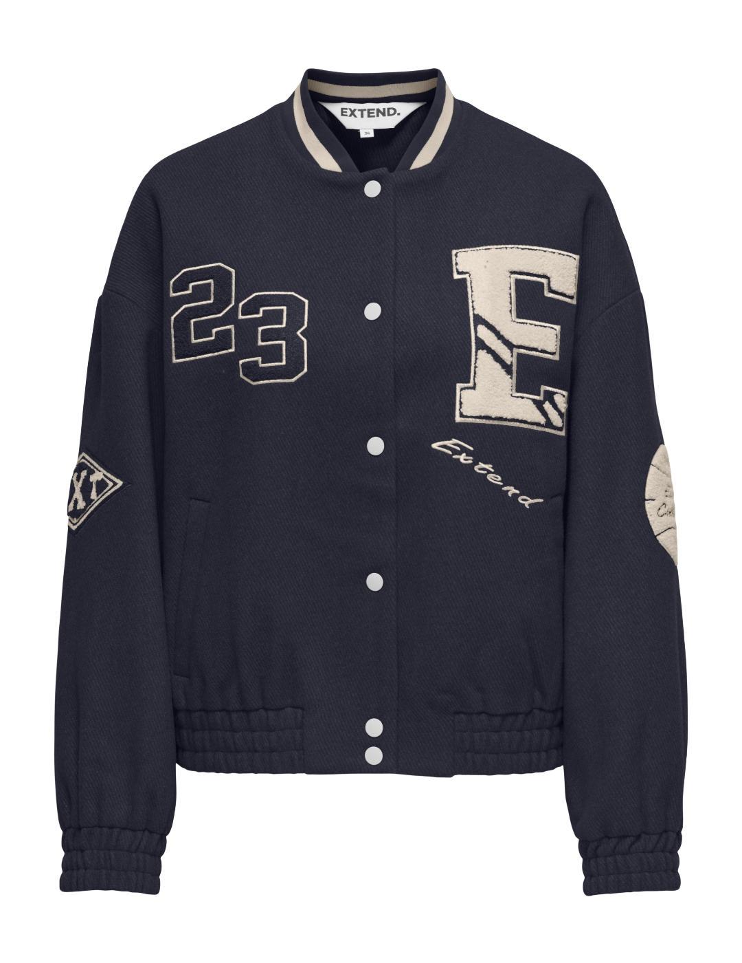 Chaqueta bomber Only Chara azul marino parches para mujer