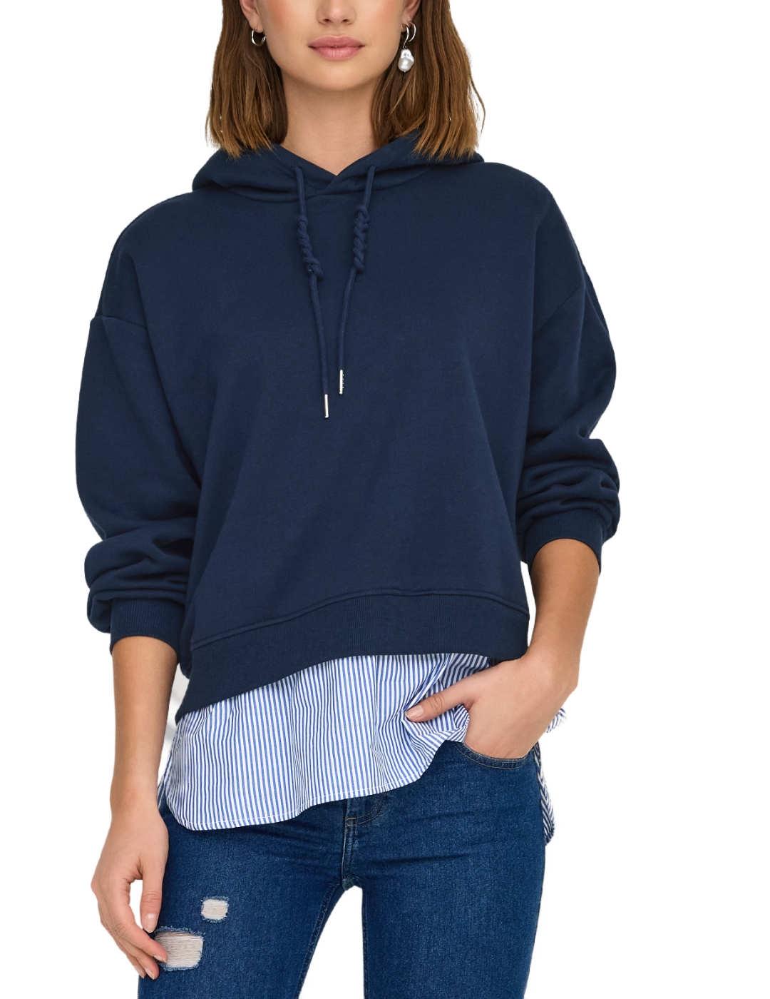 Sudadera Only Isabel marino camisa con capucha para mujer