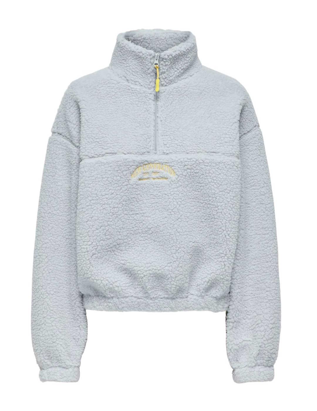 Sudadera Only Amera teddy gris claro borreguillo para mujer