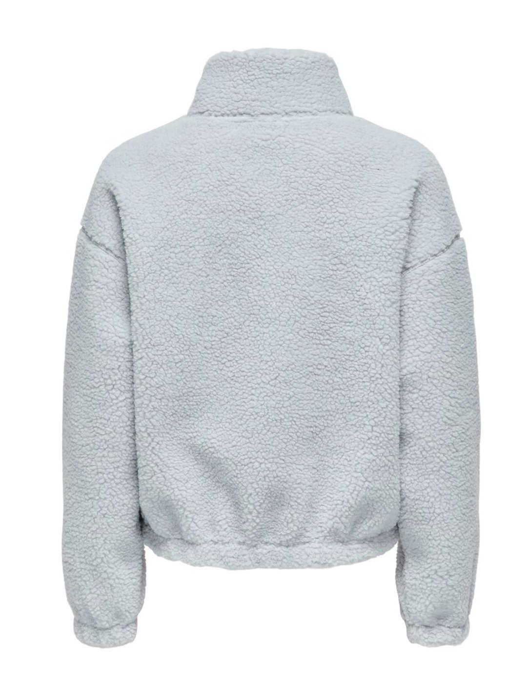 Sudadera Only Amera teddy gris claro borreguillo para mujer