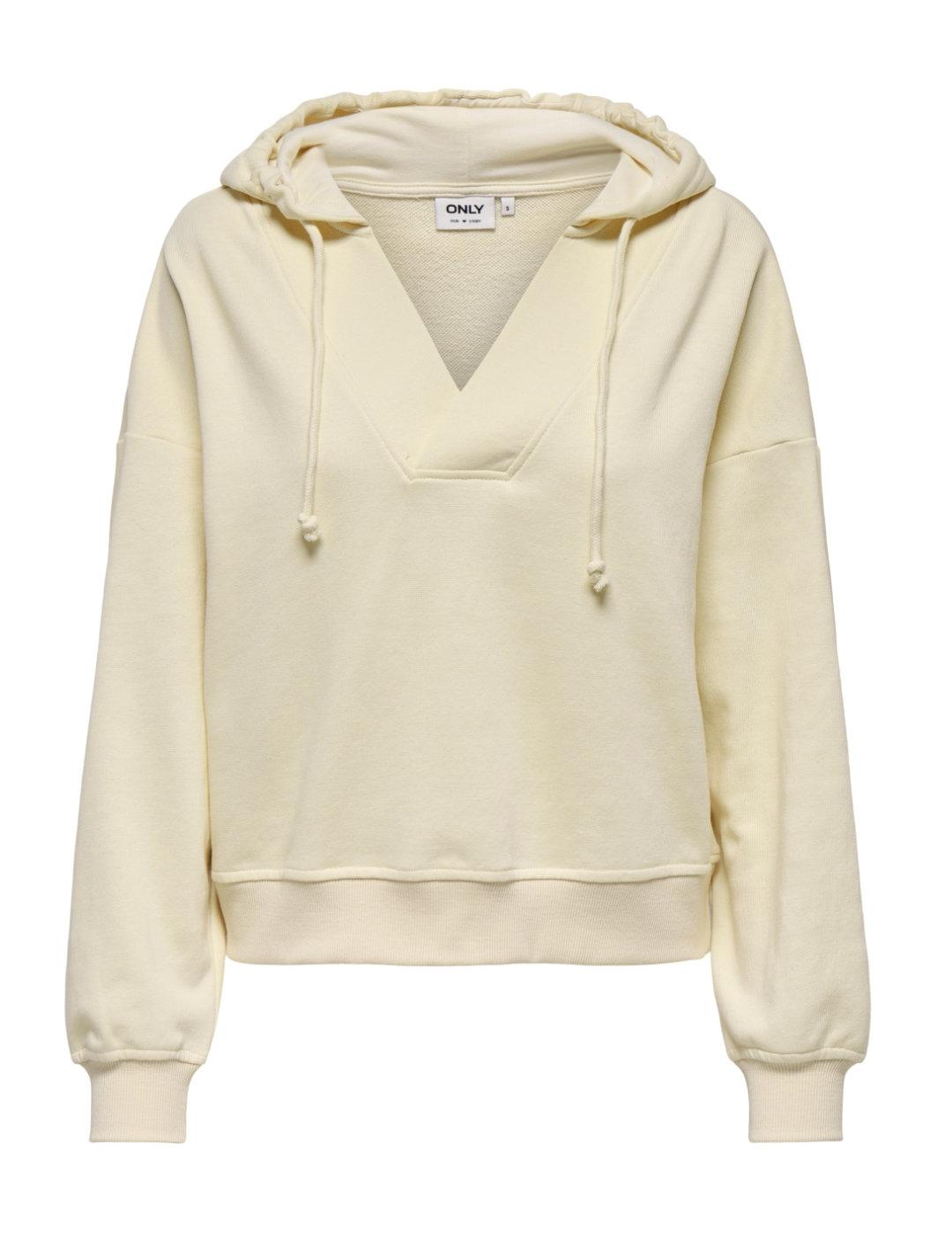 Sudadera Only Suki beige con capucha para mujer