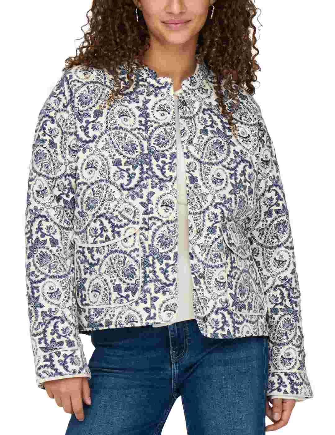 Chaqueta Only Hallie blanca estampado azul regular de mujer