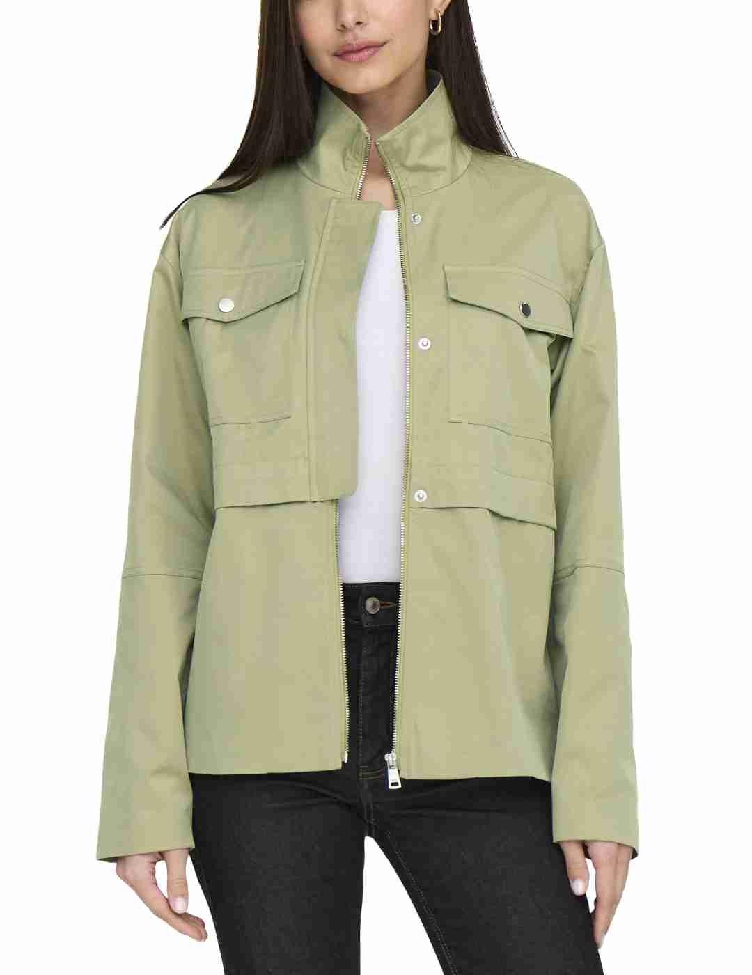 Chaqueta Only Lisa verde claro sin capucha para mujer