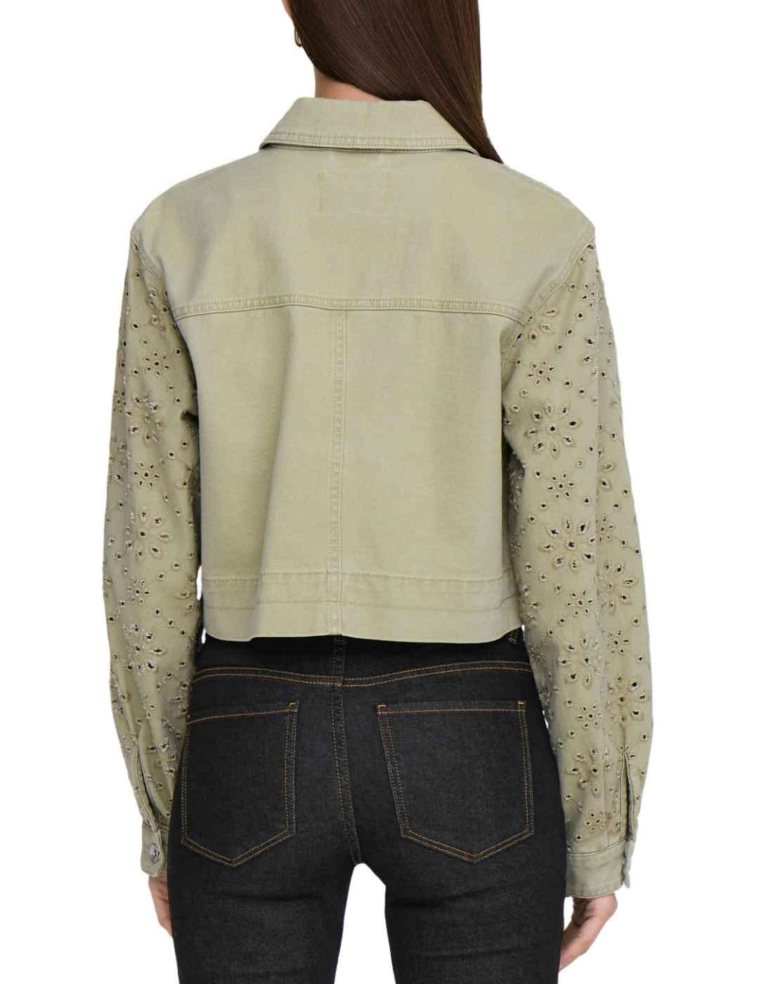 Chaqueta Only Elsa verde claro troquelada para mujer