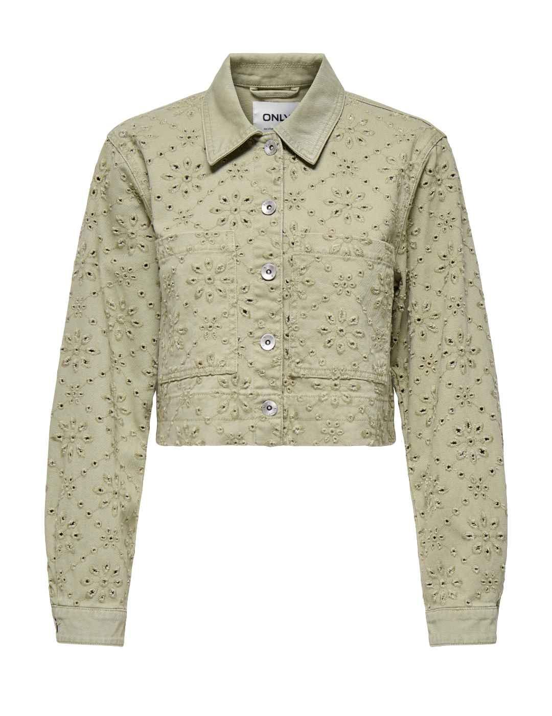 Chaqueta Only Elsa verde claro troquelada para mujer