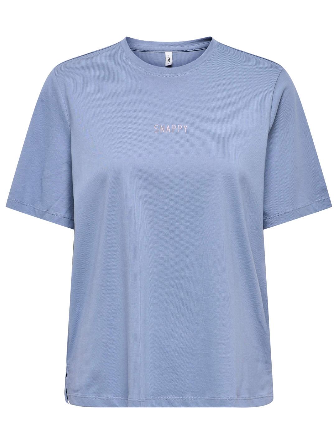 Camiseta Only Moody Snappy azul manga corta para mujer