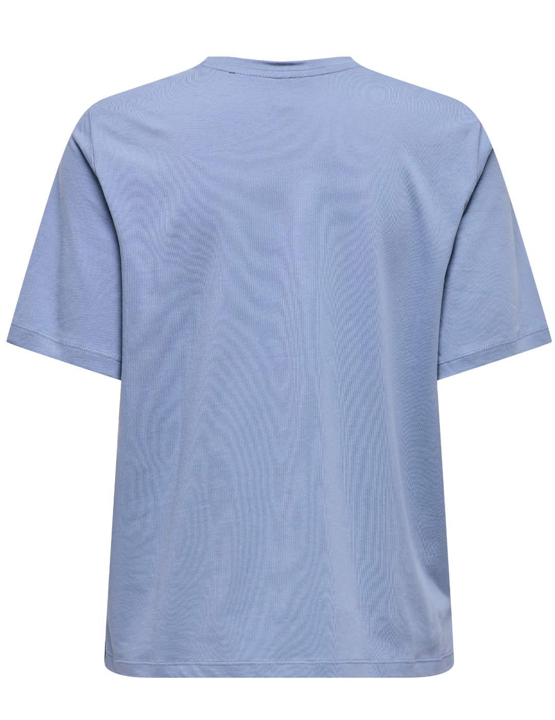 Camiseta Only Moody Snappy azul manga corta para mujer