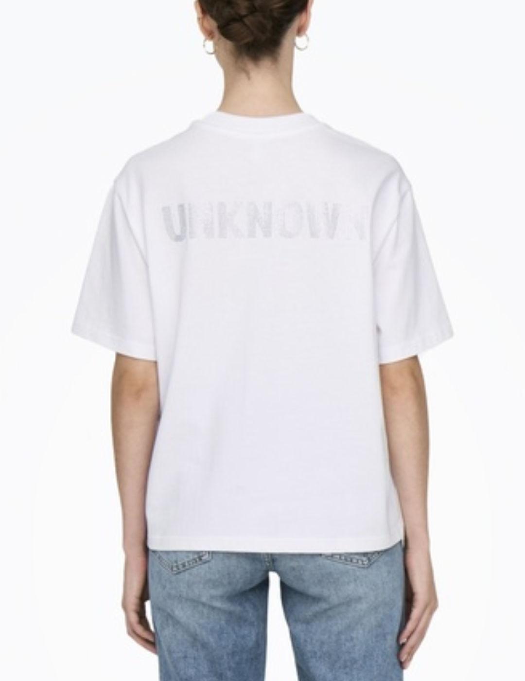 Camiseta Only Riri Art blanco manga corta brillos para mujer