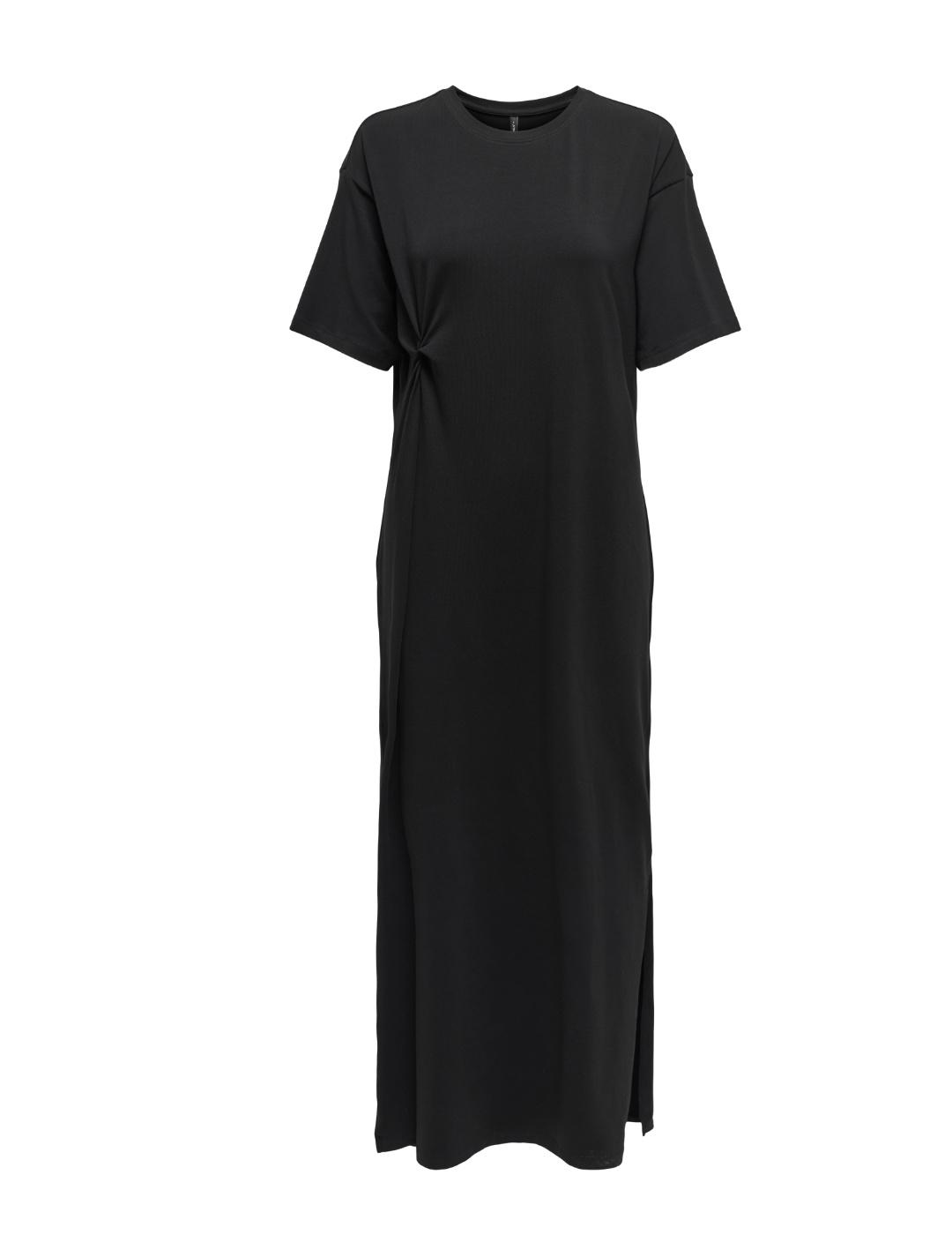 Vestido midi Only Jolie negro manga corta para mujer