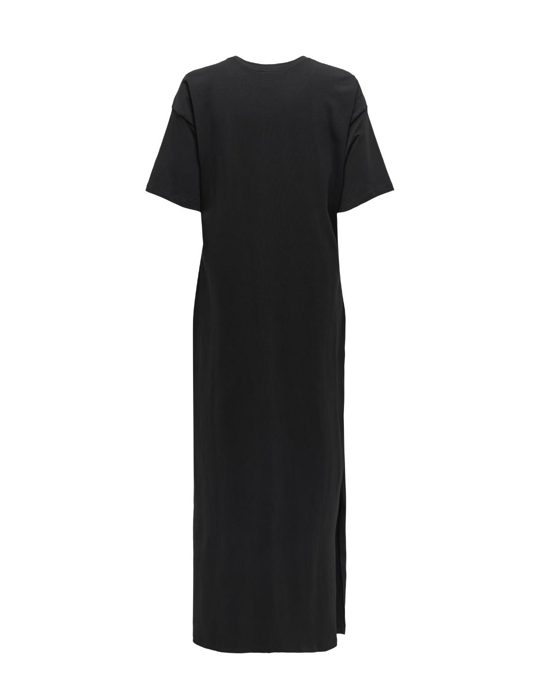 Vestido midi Only Jolie negro manga corta para mujer